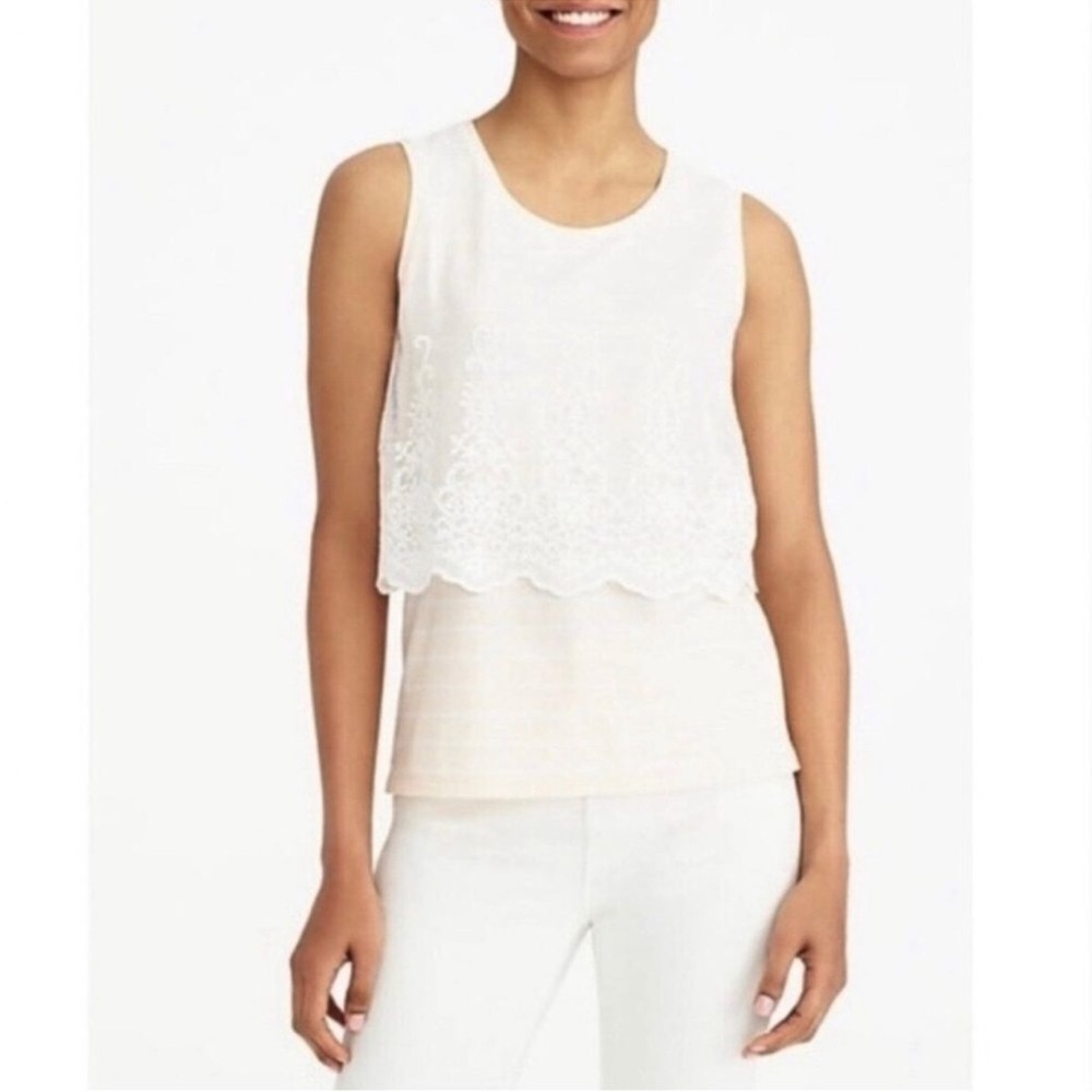 J.‎ Crew NWT lace overlay tank top blouse peach white womens size small